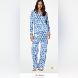 Roller Rabbit - Long Sleeve Monkey Polo Pajamas Set - Blue